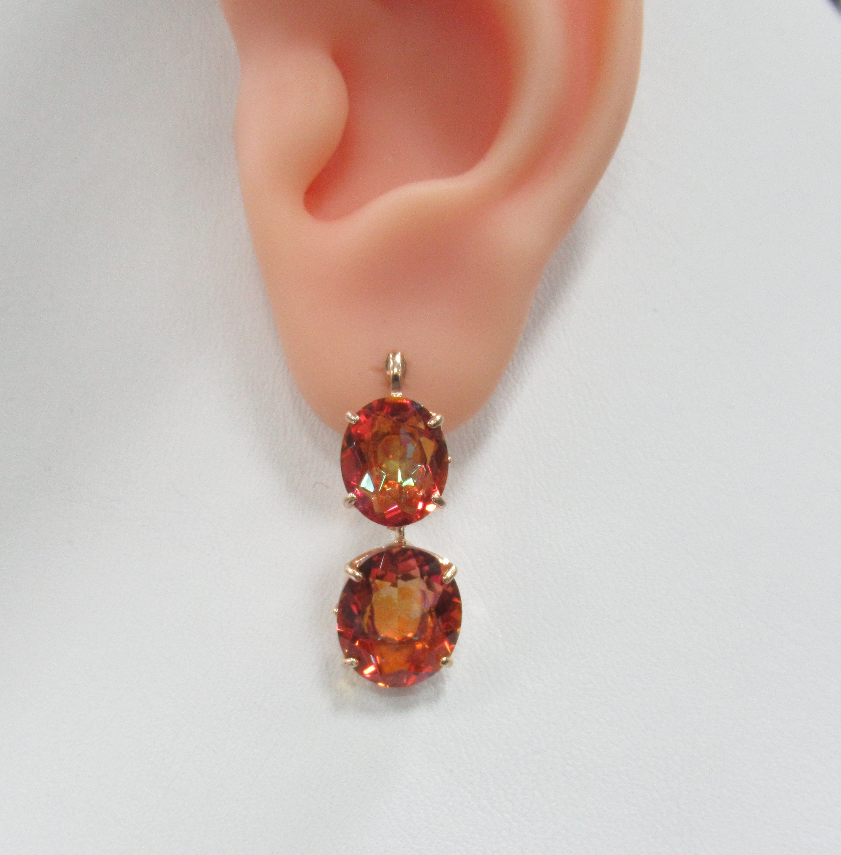 Серебряные серьги с оранжевым горным хрусталем